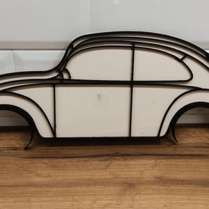 Beetle autó sziluett dísz , Otthon & Életmód, Dekoráció, Fali és függő dekoráció, Falra akasztható dekor, Famegmunkálás, MESKA