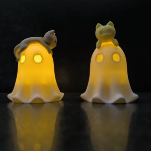 Kicsi Világító Cicás Szellem  Polcdísz, Otthon & Életmód, Dekoráció, Halloween, Halloweeni dekoráció, Mindenmás, MESKA