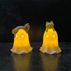 Kicsi Világító Cicás Szellem  Polcdísz - otthon & életmód - dekoráció - halloween - halloweeni dekoráció - Meska.hu