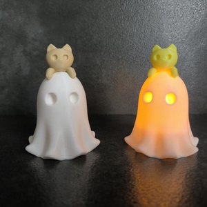 Kicsi Világító Cicás Szellem  Polcdísz - otthon & életmód - dekoráció - halloween - halloweeni dekoráció - Meska.hu