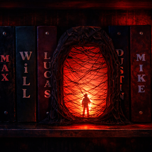 Stranger Things ihlette világító Upside Down portál dekoráció � LED könyvespolc dísz, Otthon & Életmód, Dekoráció, Asztal és polc dekoráció, Könyvszobor, Mindenmás, MESKA