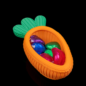 Húsvéti Csokitartó Répa Kosár - Fonott hatású műanyag., Ünnepi díszek, dekorációk, Húsvéti díszek és dekorációk, Húsvéti kosár, Mindenmás, MESKA