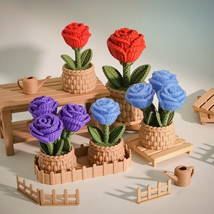 Kötött hatású cuki Rózsák, Otthon & Életmód, Virágdekoráció, Virágdíszek, Asztali virágdísz, Mindenmás, MESKA