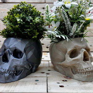 Koponyás Low Poly Ültető - otthon & életmód - virágdekoráció - virágtartó - kaspó - Meska.hu