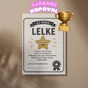 Vicces személyre szabható Oklevél Kollégáknak Ajándék kupával - Meska.hu