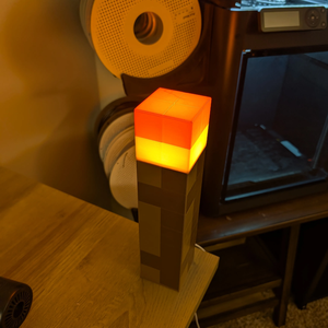 Minecraft stílusú fáklya lámpa � 3D nyomtatott LED éjszakai fény - otthon & életmód - lámpa - hangulatlámpa - Meska.hu