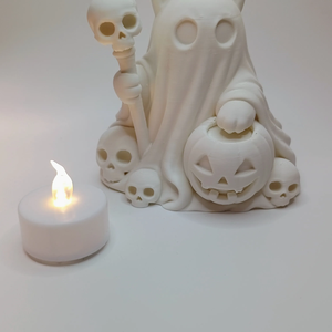 Kicsi Világító Cicás Szellem Polcdísz - otthon & életmód - dekoráció - halloween - halloweeni dekoráció - Meska.hu