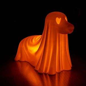 Világító Tacskó Szellem Szobor Szivecskés Szemmel - otthon & életmód - dekoráció - halloween - halloweeni figurák - Meska.hu