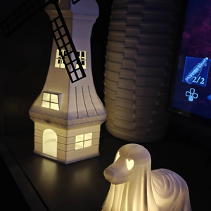 Világító Tacskó Szellem Szobor Szivecskés Szemmel - otthon & életmód - dekoráció - halloween - halloweeni figurák - Meska.hu