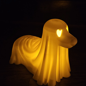 Világító Tacskó Szellem Szobor Szivecskés Szemmel - otthon & életmód - dekoráció - halloween - halloweeni figurák - Meska.hu