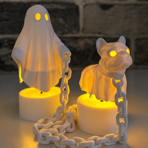 Világító Francia Bulldog Szellemmel - otthon & életmód - dekoráció - halloween - halloweeni figurák - Meska.hu
