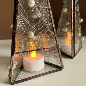 Tiffany technikával készült üvegmécses sett, 2 db üvegdísz, led mécses - otthon & életmód - dekoráció - asztal és polc dekoráció - díszüveg - Meska.hu