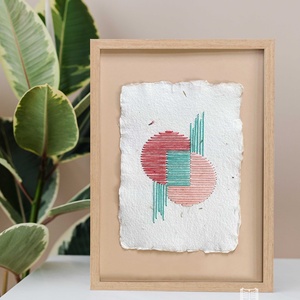 TRICOLOR artwork kézzel készült merített papíron, kerettel együtt, 21x30 cm - Meska.hu