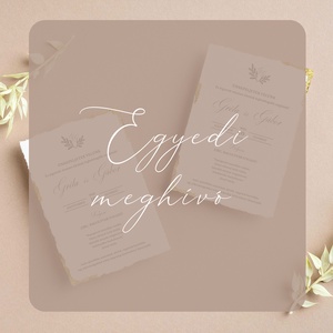 Egyedi Esküvői meghívó, textúrált, merített papír,  arany motívumok, A6 - esküvő - meghívó & kártya - meghívó - Meska.hu