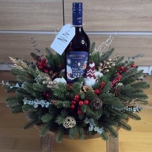 Karácsonyi boros asztaldísz  - otthon & életmód - dekoráció - asztal és polc dekoráció - asztaldísz - Meska.hu