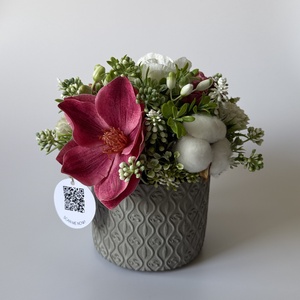 Tavaszi asztaldísz magnóliával és gyapotvirággal - otthon & életmód - dekoráció - asztal és polc dekoráció - asztaldísz - Meska.hu