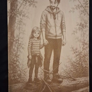 Fotóból készült illusztráció gravírozása fára � egyedi családi ajándék (28cmx38cm) - Meska.hu