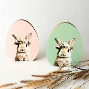 Húsvéti nyuszis farost tojás dekor - Rózsaszín / Türkiz, Kellékek & szerszámok, Dekorációs kellékek, Egyéb kellékek, Festett tárgyak, MESKA