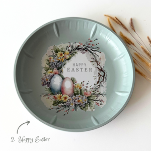 Dekor tányér fémből - Húsvéti mintákkal - kellékek & szerszámok - dekorációs kellékek - egyéb kellékek - Meska.hu