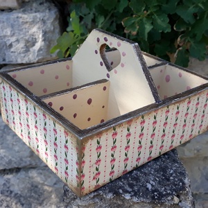 Vintage stílusú tulipános mintás tároló doboz osztott négyes - otthon & életmód - konyhafelszerelés, tálalás - Meska.hu