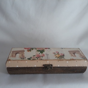 Párizsi mintás tolltartó/ szemüvegtartó/ékszertartó a vintage jegyében, Otthon & Lakás, Papír írószer, Tolltartó & Ceruzatekercs, Decoupage, transzfer és szalvétatechnika, Festett tárgyak, Meska