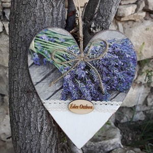 Levendulás szív alakú ajtódísz/lakásdekoráció - otthon & életmód - dekoráció - ajtó- és ablak dekoráció - ajtódísz & kopogtató - Meska.hu