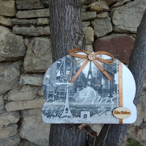 Vintage Párizs motívumos ajtódísz/lakásdekoráció, Otthon & Életmód, Dekoráció, Ajtó- és ablak dekoráció, Ajtódísz & Kopogtató, Decoupage, transzfer és szalvétatechnika, Festett tárgyak, MESKA