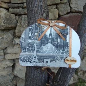 Vintage Párizs motívumos ajtódísz/lakásdekoráció - otthon & életmód - dekoráció - ajtó- és ablak dekoráció - ajtódísz & kopogtató - Meska.hu