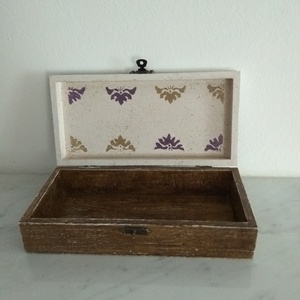  Vintage csokros levendulás ékszertartó doboz/varrós doboz - ékszer - ékszertartó - ékszerdoboz - Meska.hu