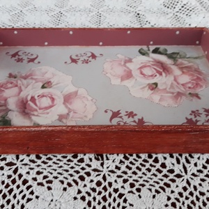 Vintage stílusú rózsás tálca fából - otthon & életmód - konyhafelszerelés, tálalás - tálalás - tálca - Meska.hu