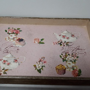 Vintage stílusú süti mintás tálca fából - otthon & életmód - konyhafelszerelés, tálalás - tálalás - tálca - Meska.hu