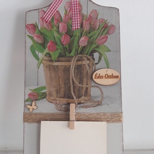 Tulipán mintás üzenő tábla Édes otthon  felirattal - otthon & életmód - dekoráció - Meska.hu