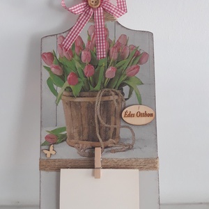 Tulipán mintás üzenő tábla Édes otthon  felirattal - otthon & életmód - dekoráció - Meska.hu