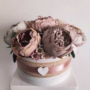 Virágbox / asztaldísz  vintage púder-mályva pasztell árnyalatokkal nagy méretű - otthon & életmód - dekoráció - virágdísz és tartó - virágbox, virágdoboz - Meska.hu