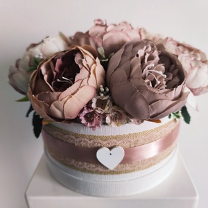 Virágbox / asztaldísz  vintage púder-mályva pasztell árnyalatokkal nagy méretű - otthon & életmód - dekoráció - virágdísz és tartó - virágbox, virágdoboz - Meska.hu