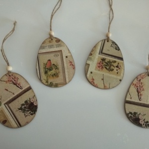 Felakasztható lapos húsvéti fa tojás / asztaldekoráció - otthon & életmód - dekoráció - fali és függő dekoráció - függődísz - Meska.hu