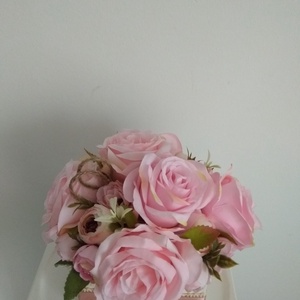 Virágbox / asztaldísz fehér fa dobozban vintage rózsaszín pasztell árnyalatokkal - otthon & életmód - dekoráció - virágdísz és tartó - virágbox, virágdoboz - Meska.hu