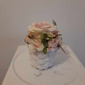  Virágbox / asztaldísz vintage rózsaszín virágokkal  - otthon & lakás - dekoráció - virágdísz és tartó - virágbox, virágdoboz - Meska.hu