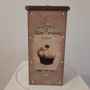 Vintage muffin mintás tároló doboz/cukortartó/kávétartó/keksz tartó, Otthon & Életmód, Konyhafelszerelés, tálalás, Konyhai tárolás, Tea & Kávé tárolás, Decoupage, transzfer és szalvétatechnika, Festett tárgyak, MESKA