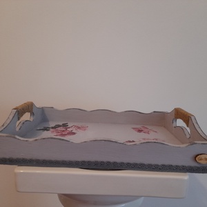 Vintage stílusú rózsás tálca fából - otthon & életmód - konyhafelszerelés, tálalás - tálalás - tálca - Meska.hu