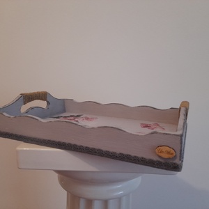 Vintage stílusú rózsás tálca fából - otthon & életmód - konyhafelszerelés, tálalás - tálalás - tálca - Meska.hu