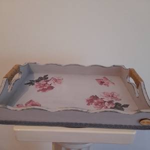 Vintage stílusú rózsás tálca fából - otthon & életmód - konyhafelszerelés, tálalás - tálalás - tálca - Meska.hu