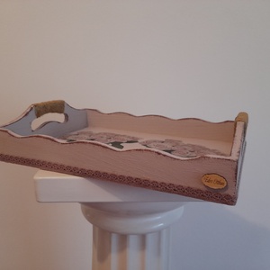 Vintage stílusú rózsás tálca fából - otthon & életmód - konyhafelszerelés, tálalás - tálalás - tálca - Meska.hu