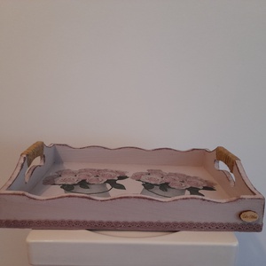 Vintage stílusú rózsás tálca fából - otthon & életmód - konyhafelszerelés, tálalás - tálalás - tálca - Meska.hu