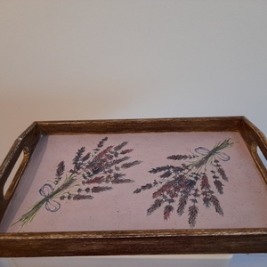 Vintage stílusú  levendulás tálca fából - otthon & életmód - konyhafelszerelés, tálalás - tálalás - tálca - Meska.hu