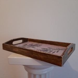 Vintage stílusú  levendulás tálca fából - otthon & életmód - konyhafelszerelés, tálalás - tálalás - tálca - Meska.hu