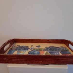 Vintage stílusú  levendulás tálca fából - otthon & életmód - konyhafelszerelés, tálalás - tálalás - tálca - Meska.hu