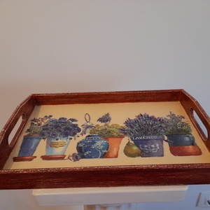 Vintage stílusú  levendulás tálca fából - otthon & életmód - konyhafelszerelés, tálalás - tálalás - tálca - Meska.hu