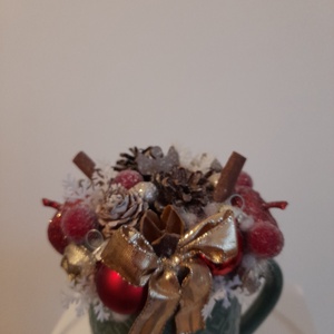 Karácsonyi asztaldísz  fenyőzöld kerámia kaspóba - otthon & életmód - dekoráció - asztal és polc dekoráció - asztaldísz - Meska.hu