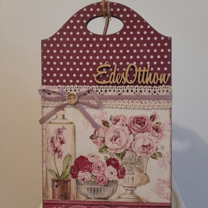 Vintage mintájú fali vagy ajtódísz, Otthon & Életmód, Dekoráció, Ajtó- és ablak dekoráció, Ajtódísz & Kopogtató, Decoupage, transzfer és szalvétatechnika, Festett tárgyak, MESKA